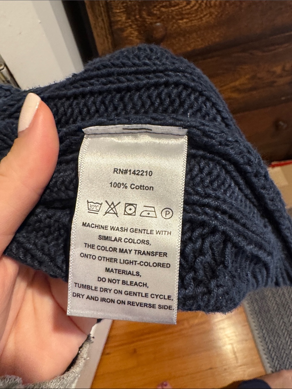Navy Cable-Knit Button-Front Cardigan - Picture 3 of 5